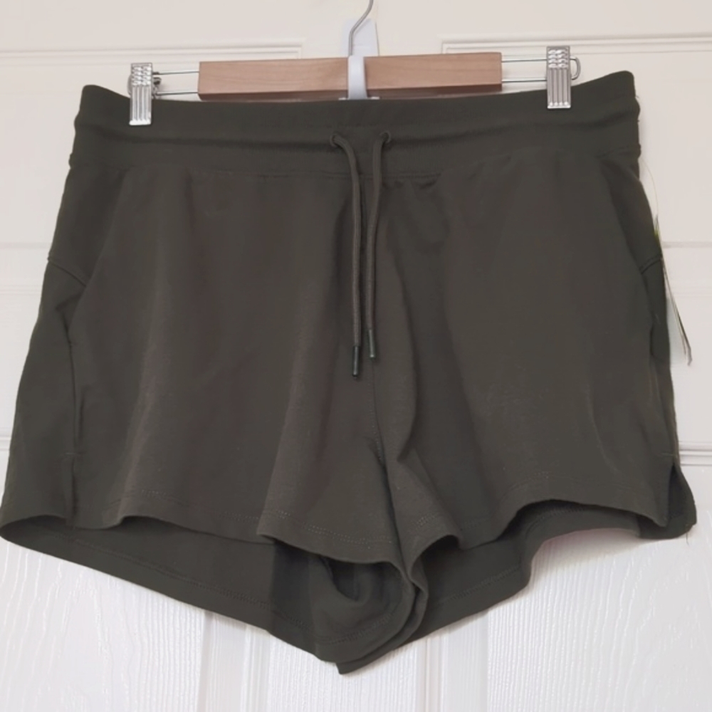 Women's All in Motion French Terry Shorts Hunter Green Size Large - Picture 3 of 8